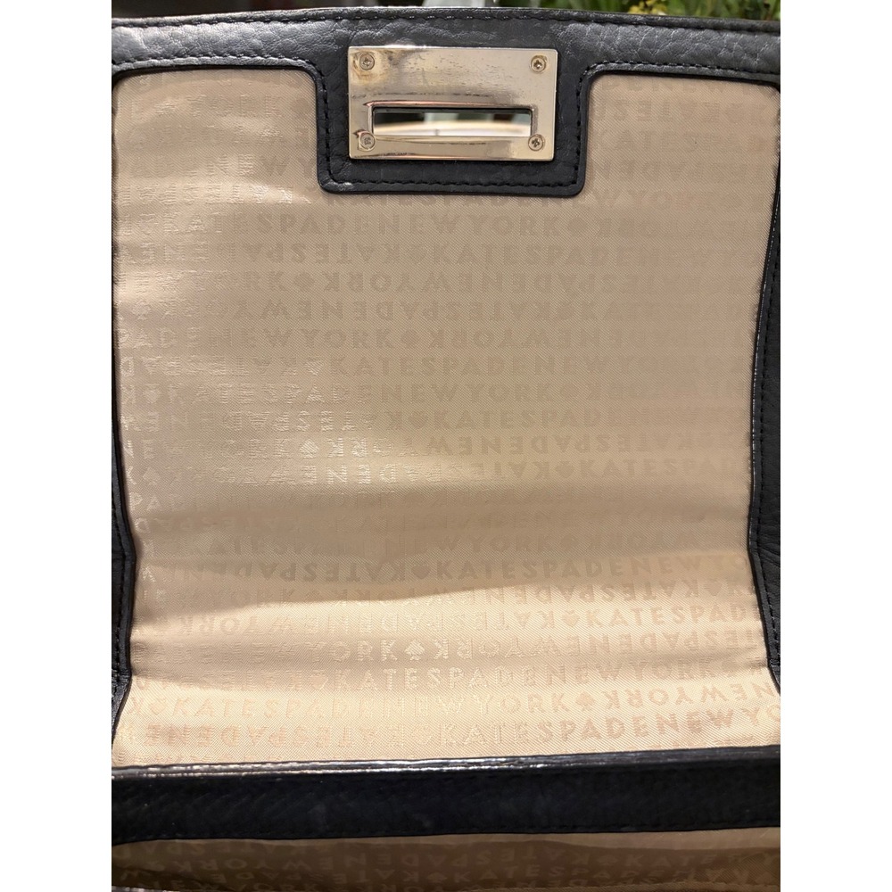 Kate Spade Black Pebbled Leather Suede Trim Crossbody Bag Top Handle Satchel - Picture 7 of 14